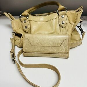 Frye Melissa Satchel Bag and Tri fold Wallet